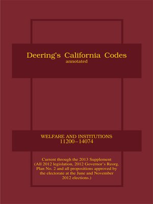 cover image of Deering's California Welfare and Institutions Code, Annotated